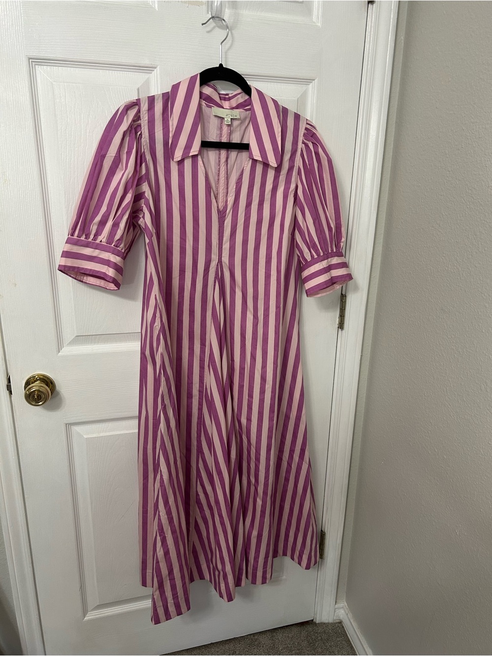 Pinch Pink & lavender Vertical-Stripe Maxi Shirt Dress